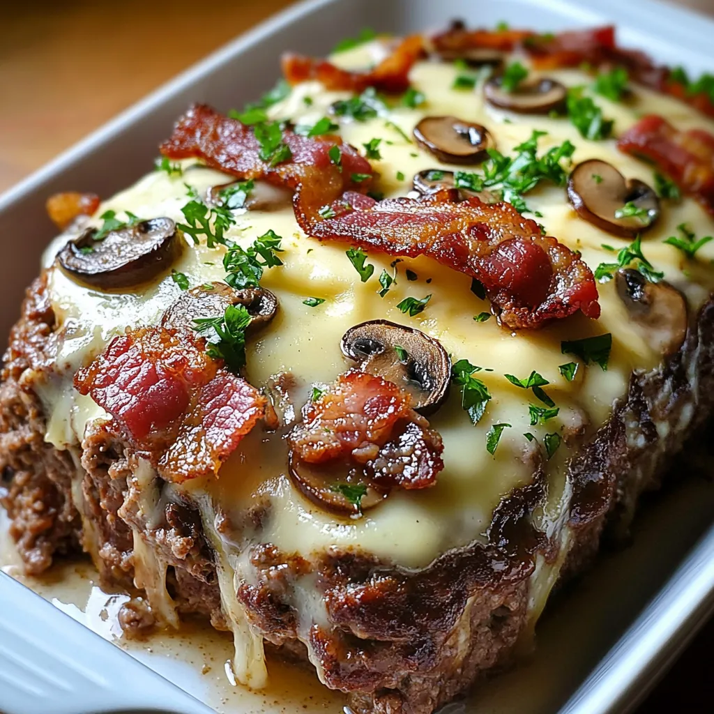 Swiss Bacon Mushroom Meatloaf