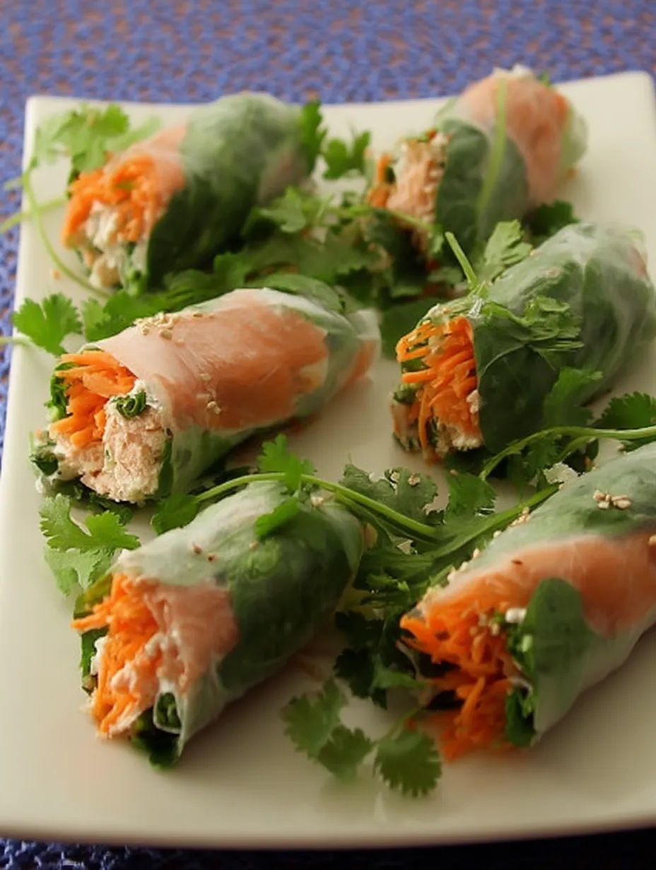 Spinach and Salmon Salad Rolls