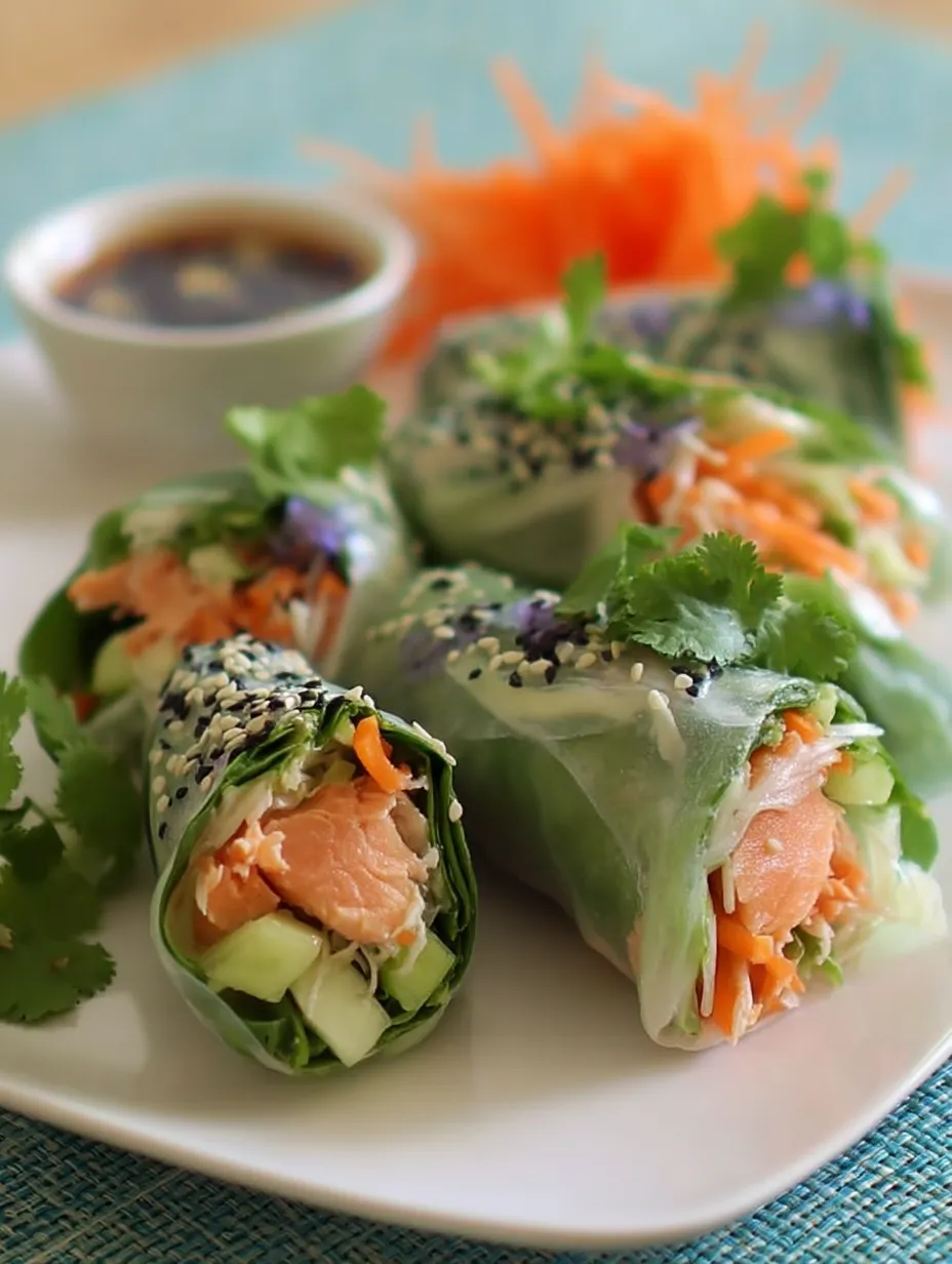Spinach and Salmon Salad Rolls