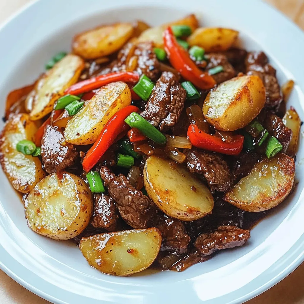 Crispy Potatoes Saucy Beef