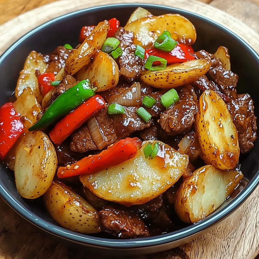 Crispy Potatoes Saucy Beef