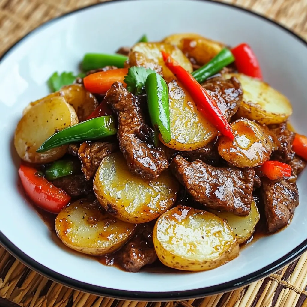 Crispy Potatoes Saucy Beef