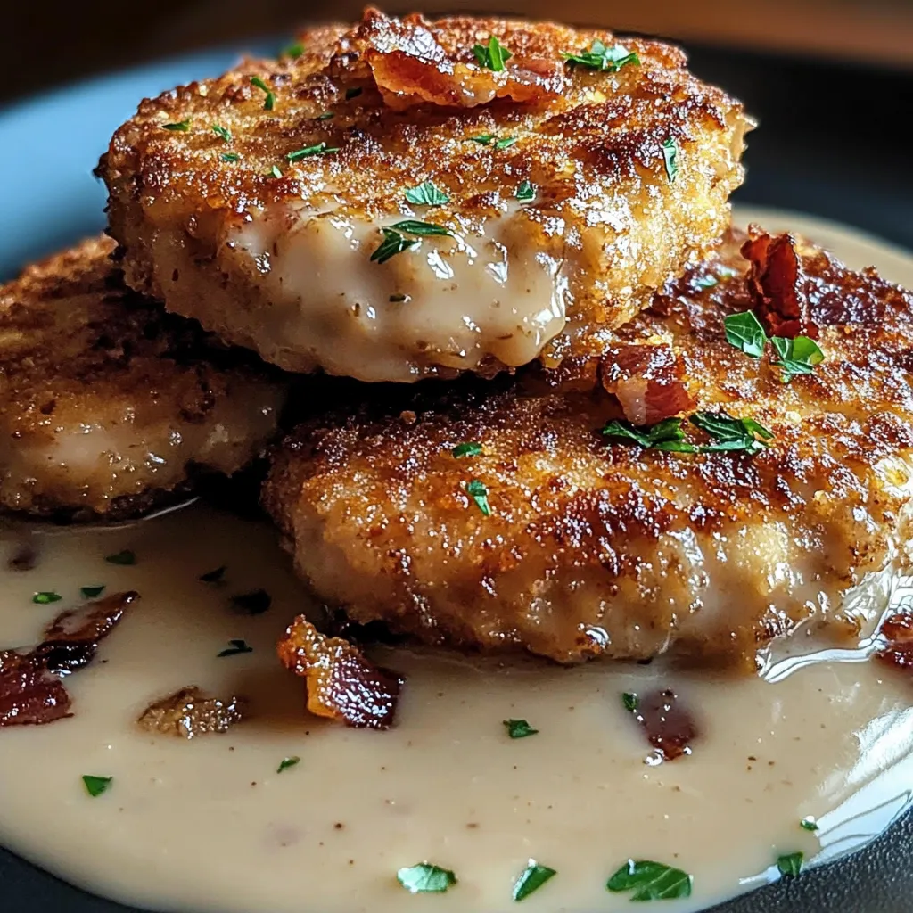 Crispy pork with bacon gravy