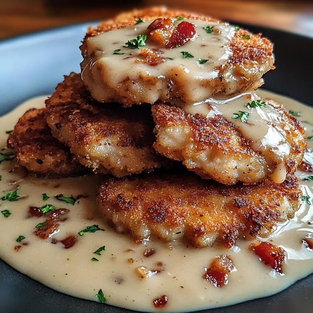 Crispy pork with bacon gravy