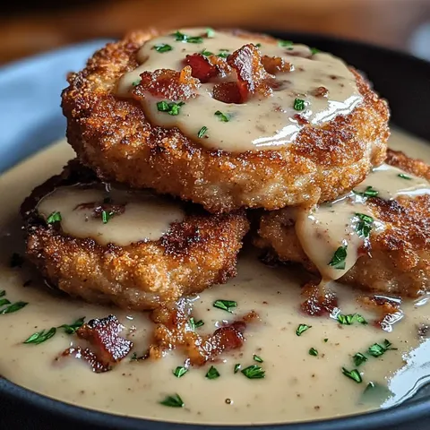 Crispy pork with bacon gravy