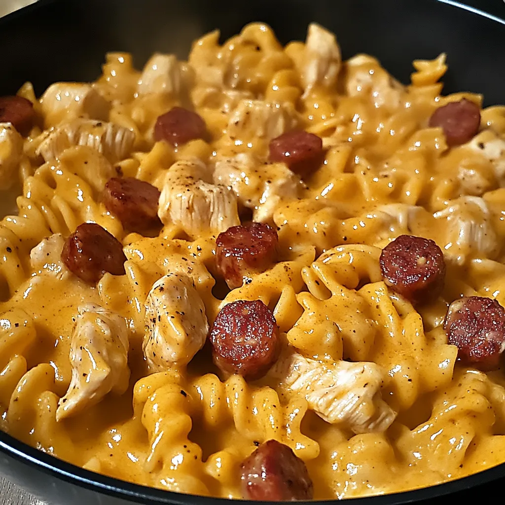 One-Pot Smoky Cheddar Ranch Chicken And Sausage Pasta