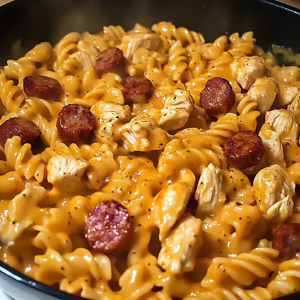 One-Pot Smoky Cheddar Ranch Chicken And Sausage Pasta