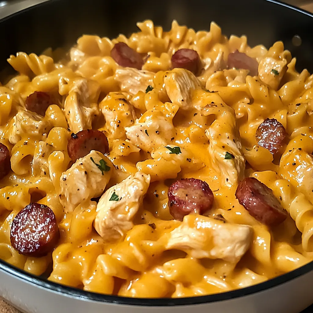 One-Pot Smoky Cheddar Ranch Chicken And Sausage Pasta