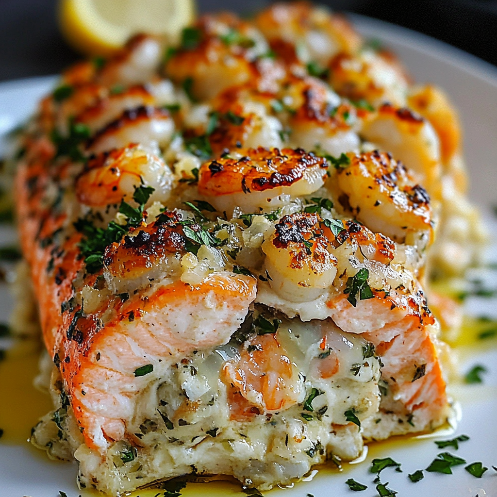 Crab & Shrimp Stuffed Salmon