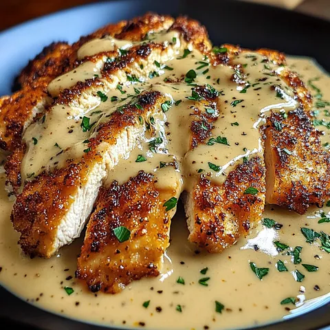 Parmesan Crusted Chicken with Creamy Garlic Sauce