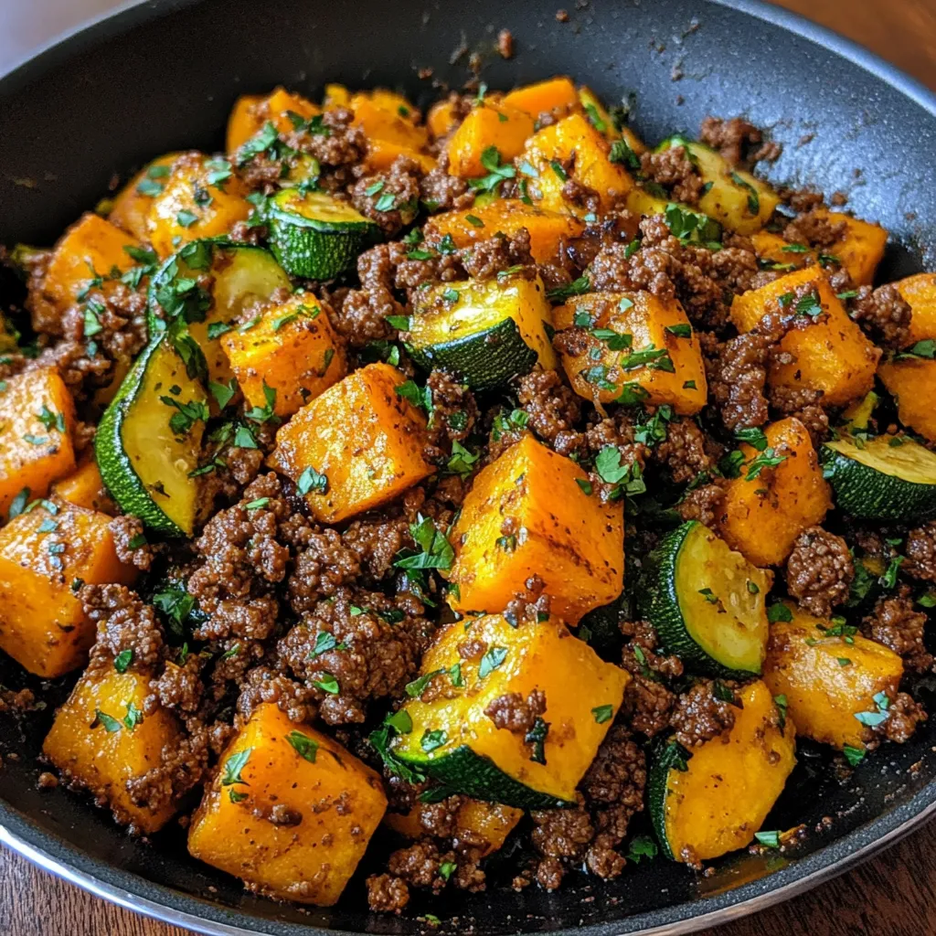 Ground Beef Zucchini Sweet Potato Skillet