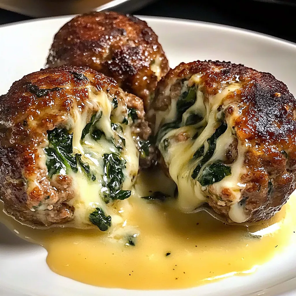Spinach Garlic Mozzarella Meatballs,