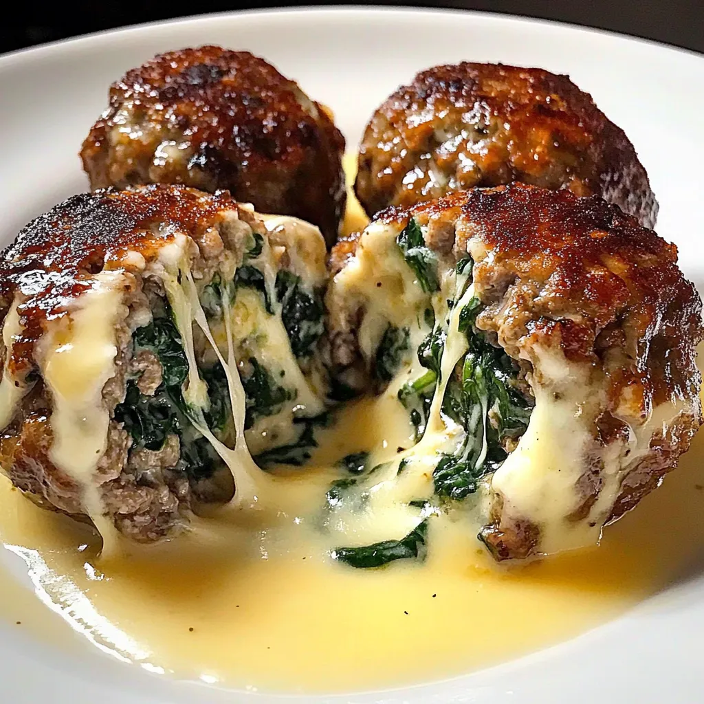 Spinach Garlic Mozzarella Meatballs