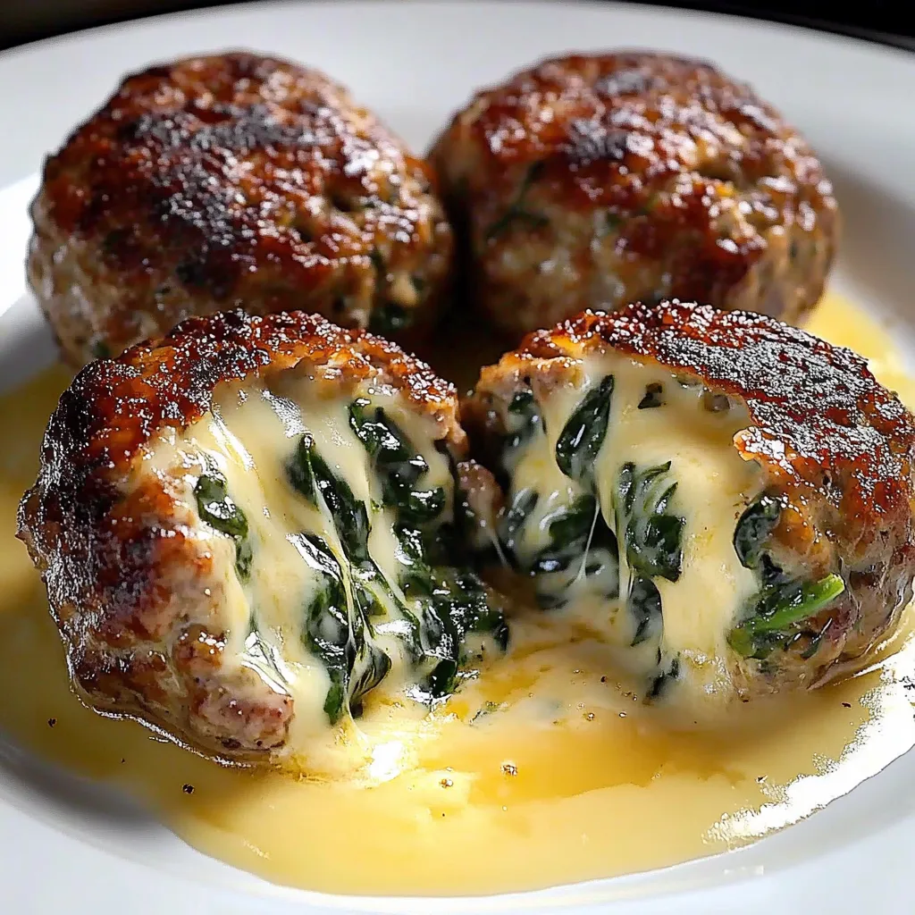 Spinach Garlic Mozzarella Meatballs
