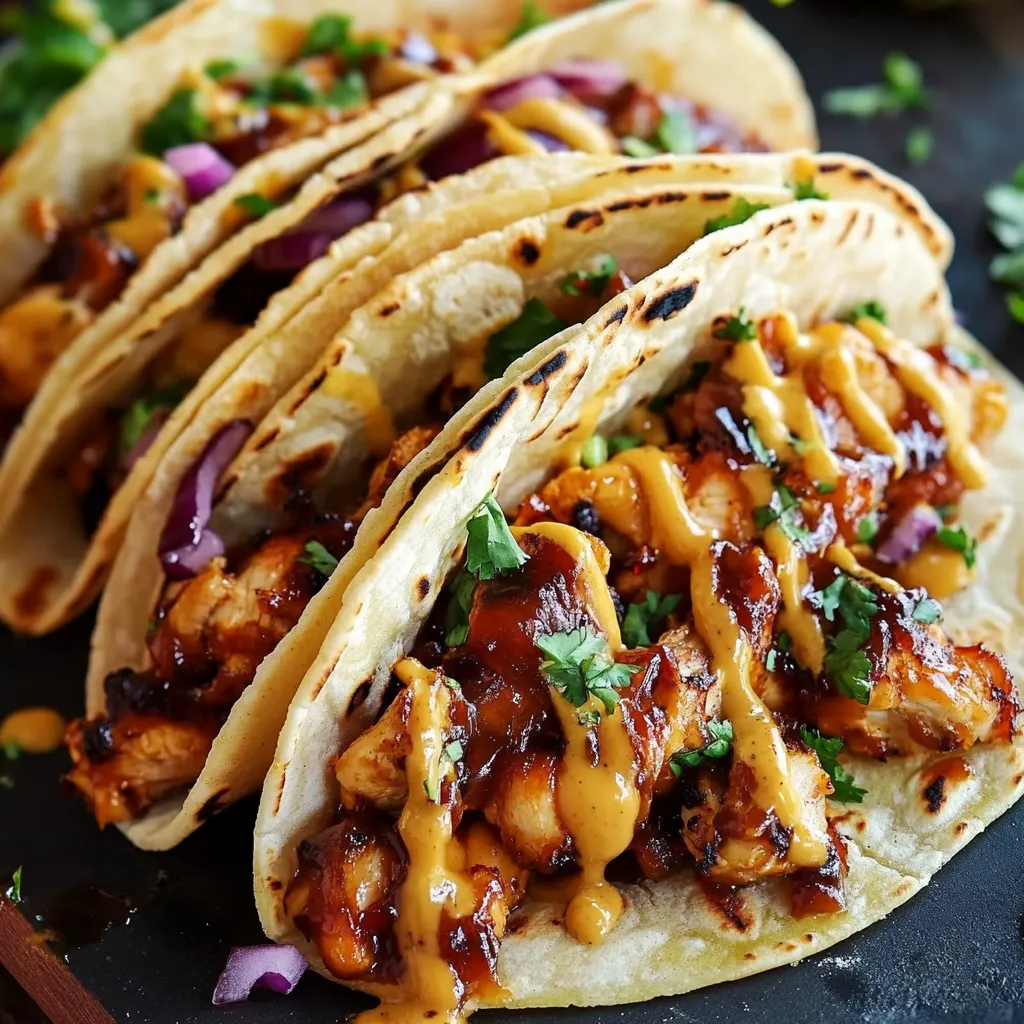 GARLIC BUTTER HONEY BBQ CHICKEN TACOS