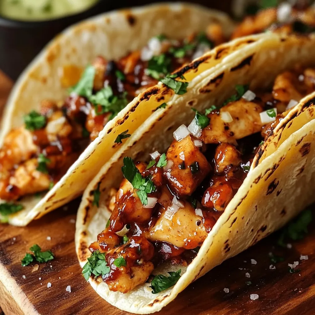 GARLIC BUTTER HONEY BBQ CHICKEN TACOS