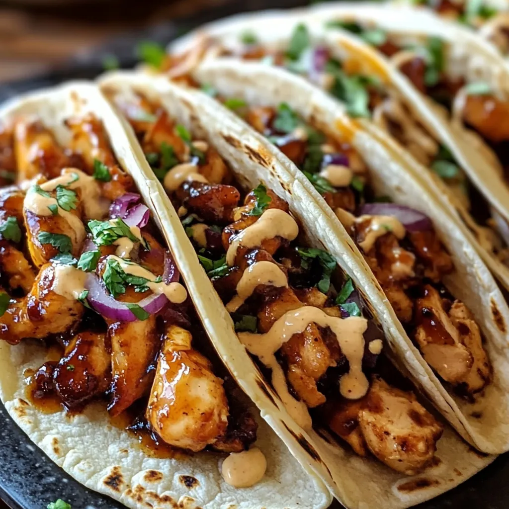 GARLIC BUTTER HONEY BBQ CHICKEN TACOS