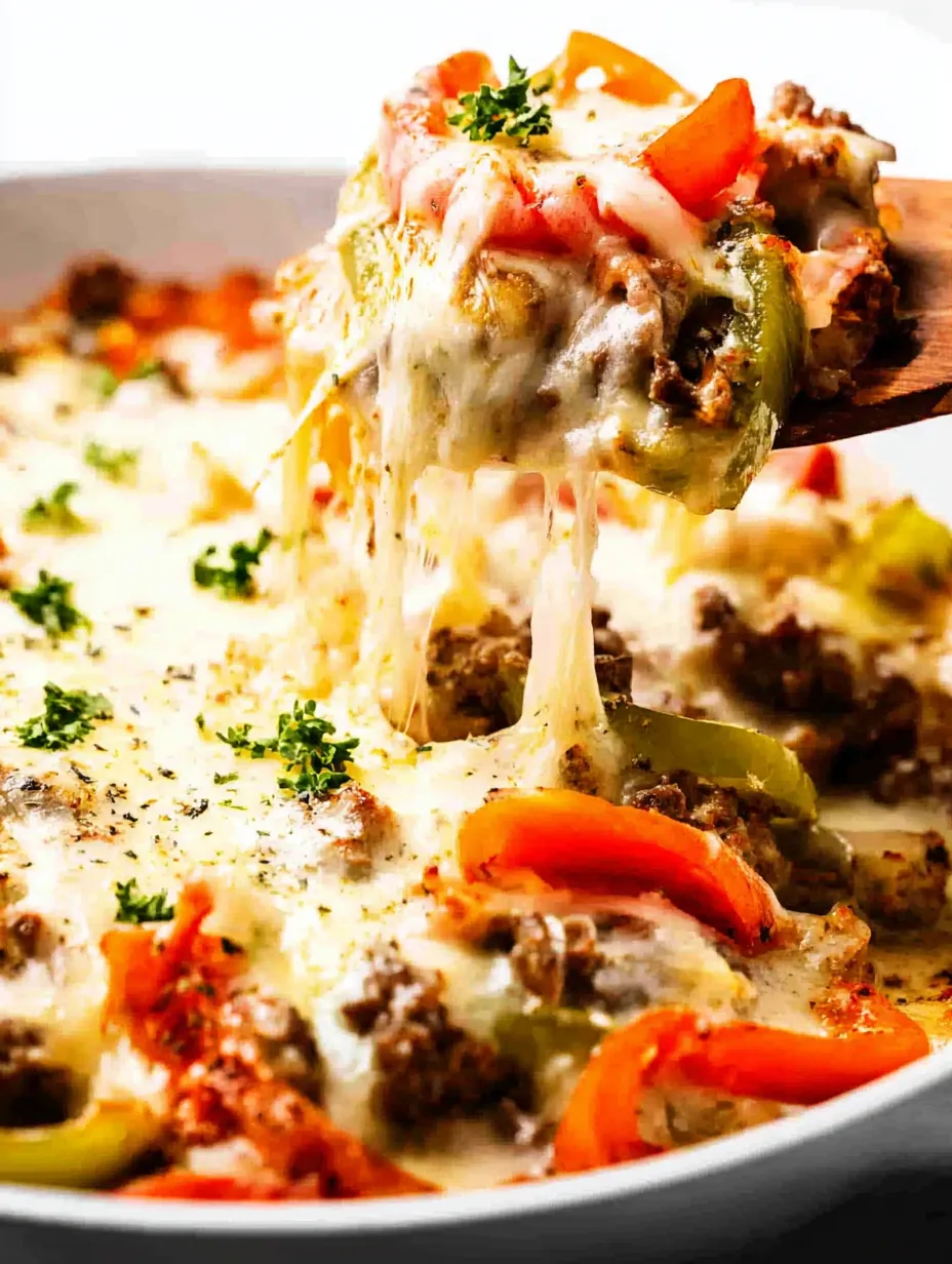 Keto Philly Cheesesteak Casserole