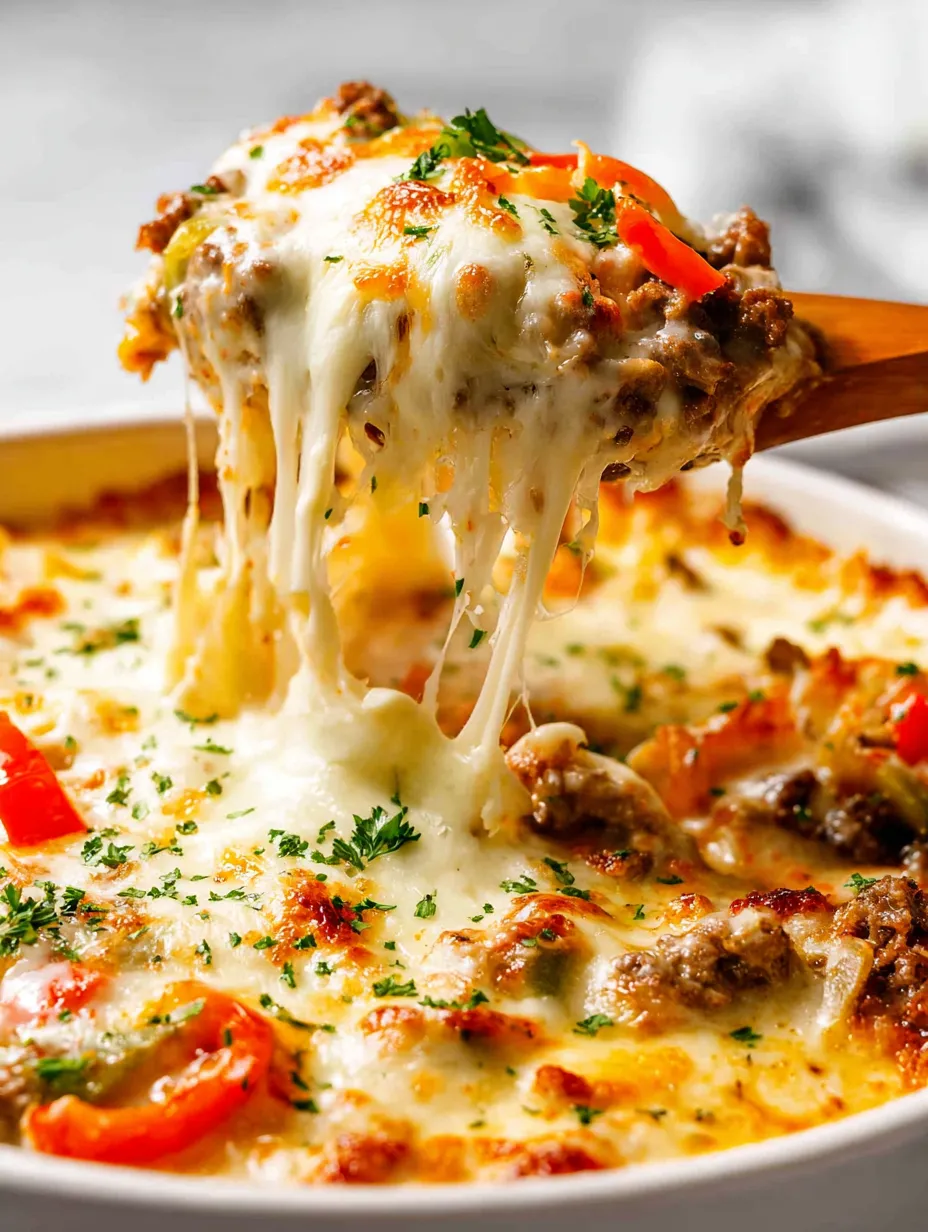 Keto Philly Cheesesteak Casserole