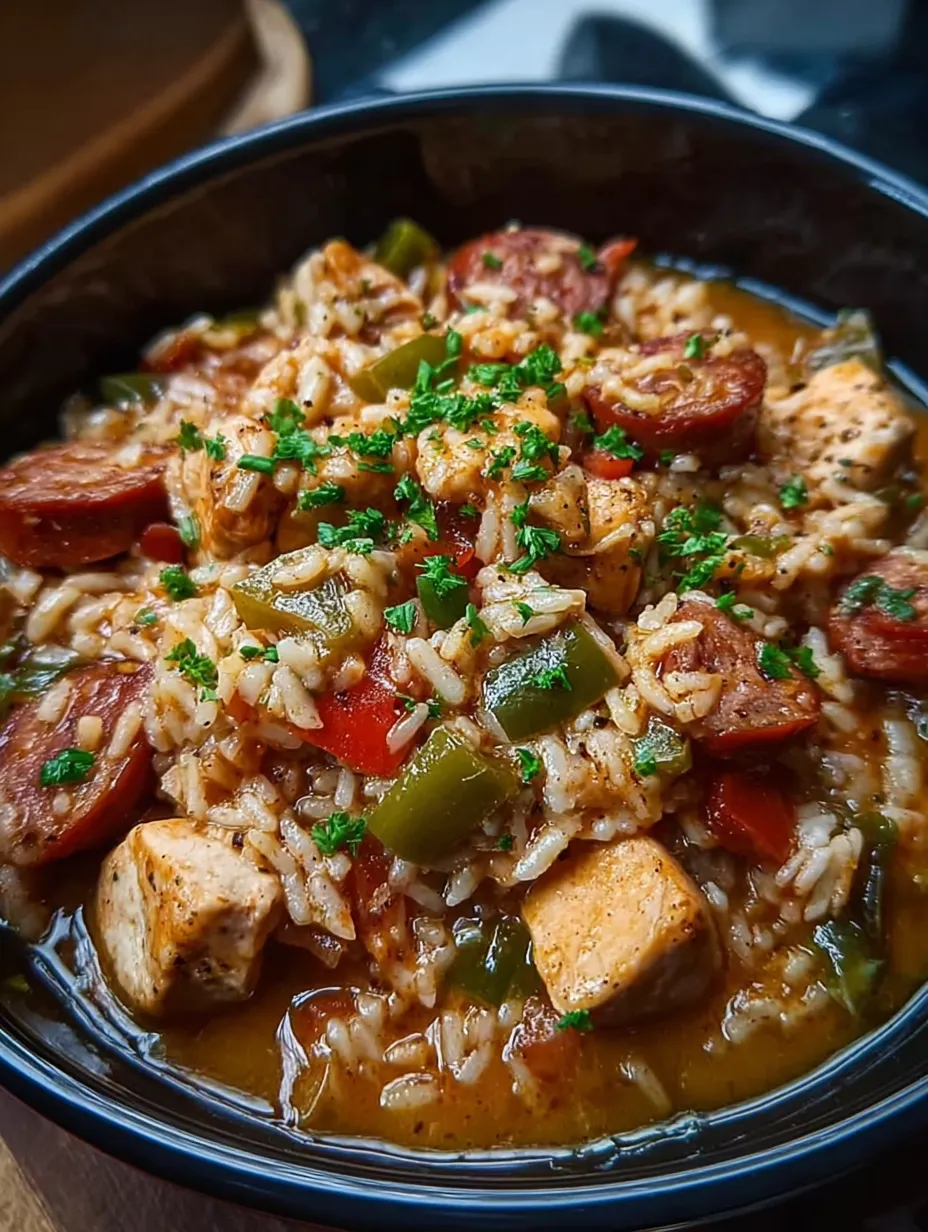Loaded Cajun Chicken & Sausage Cheesy Rice Bake