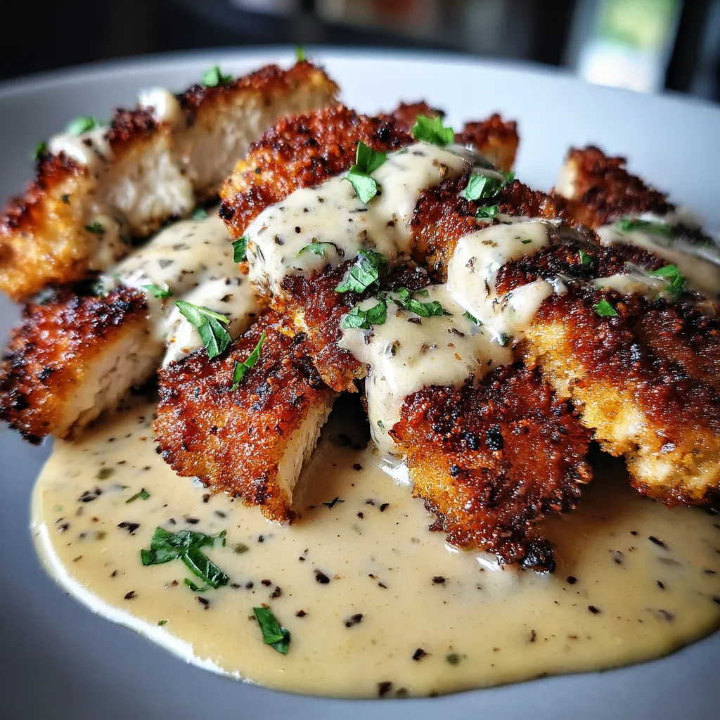 Crispy Parmesan Chicken with Rich Garlic Sauce