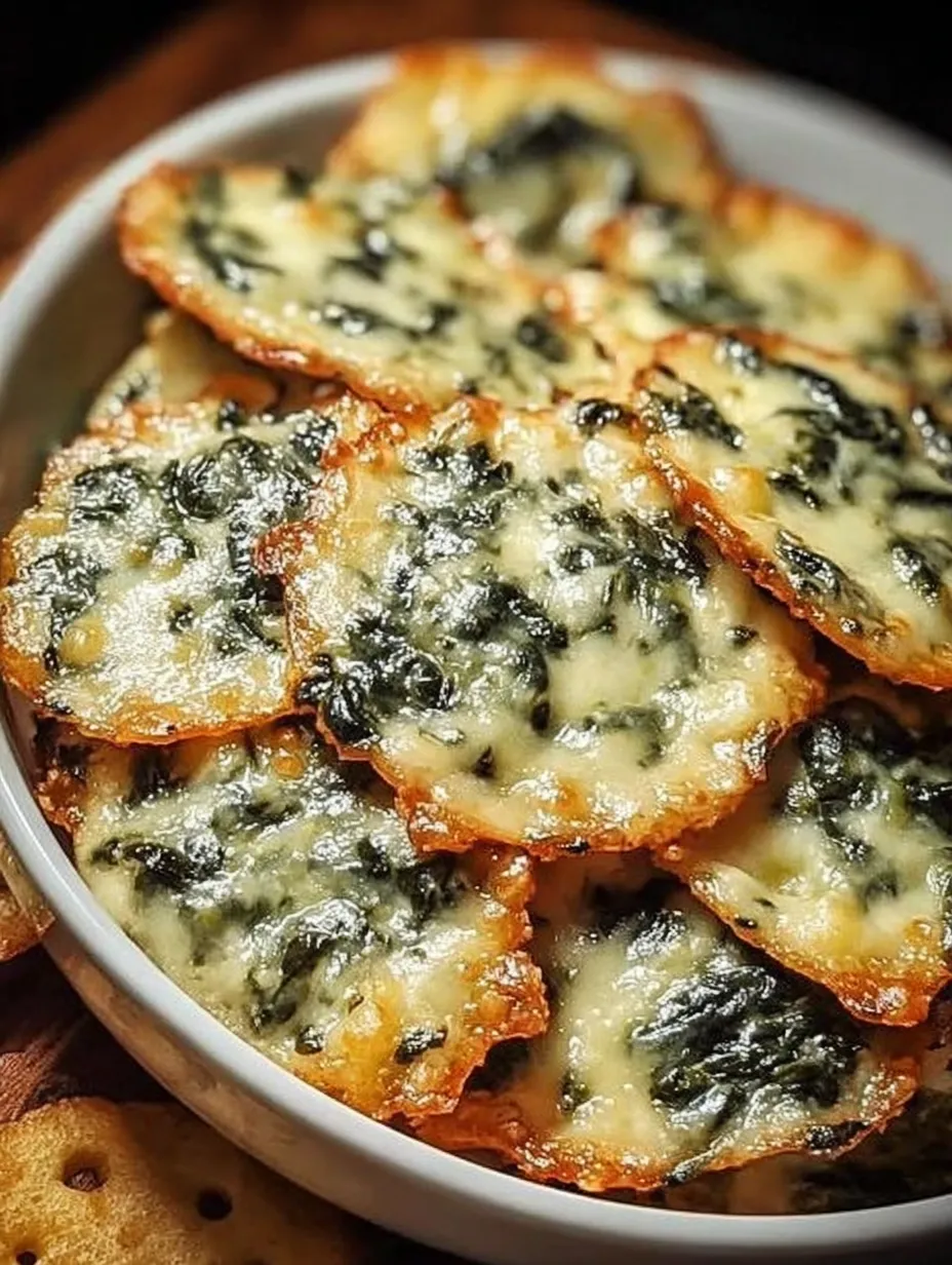 Spinach Dip Cheese Crisps