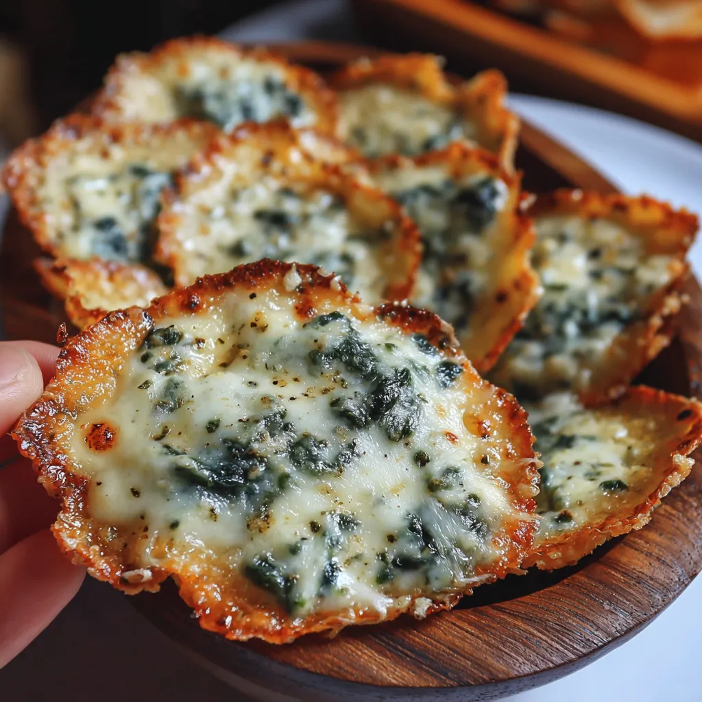 Spinach Dip Cheese Crisps