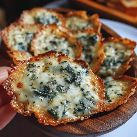 Spinach Dip Cheese Crisps