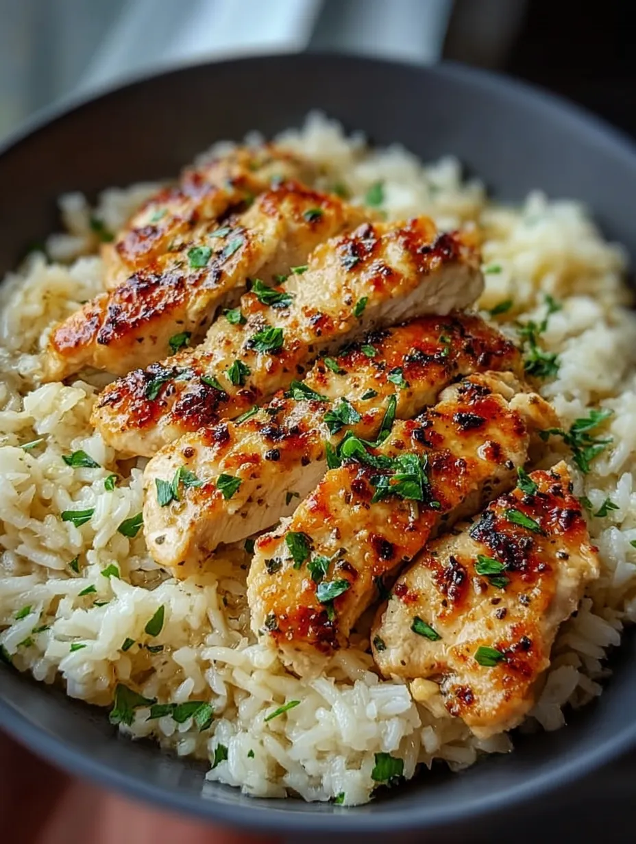 Chicken Scampi with Garlic Parmesan Rice
