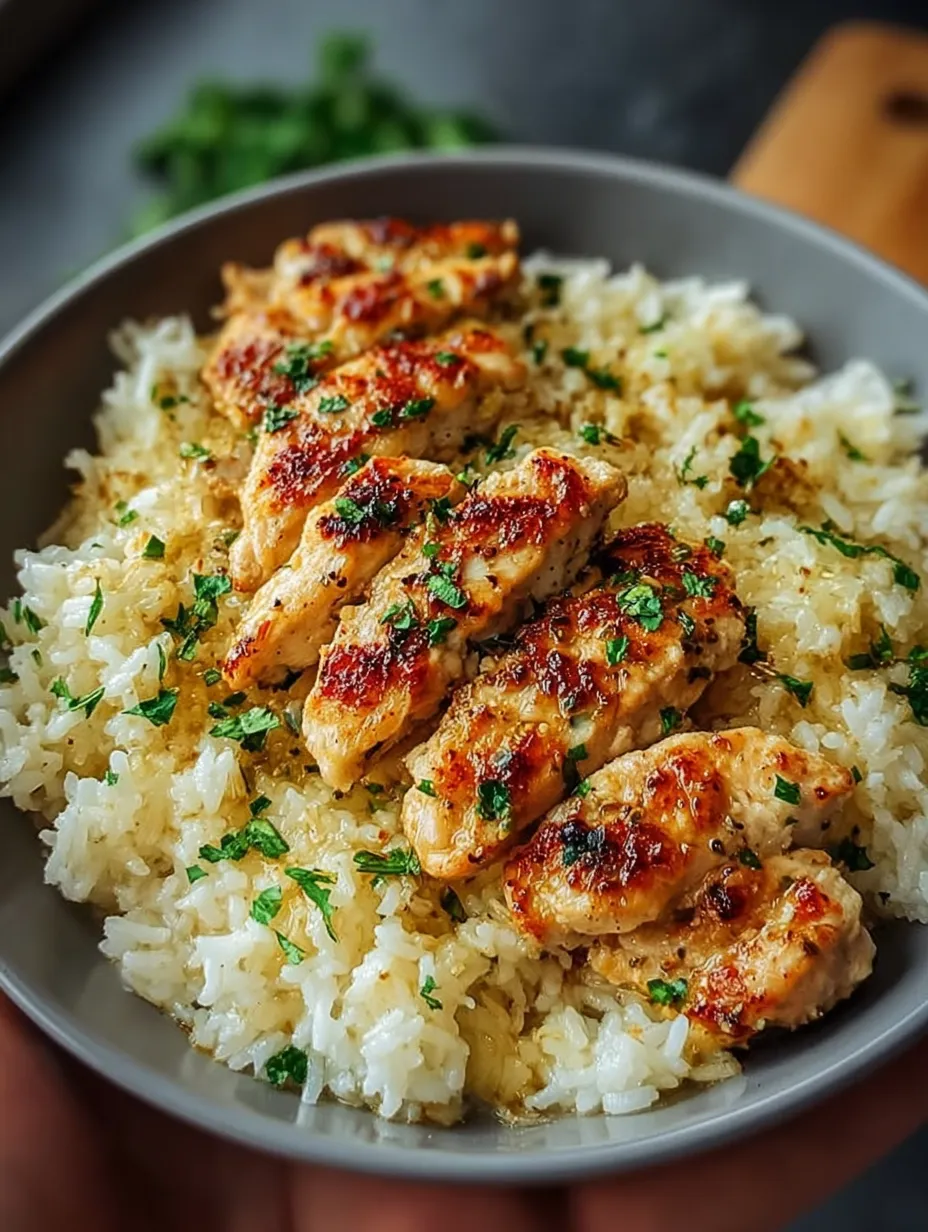 Chicken Scampi with Garlic Parmesan Rice
