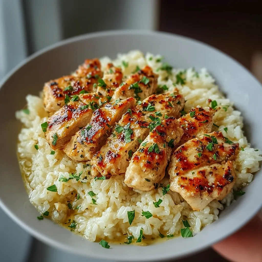 Chicken Scampi with Garlic Parmesan Rice