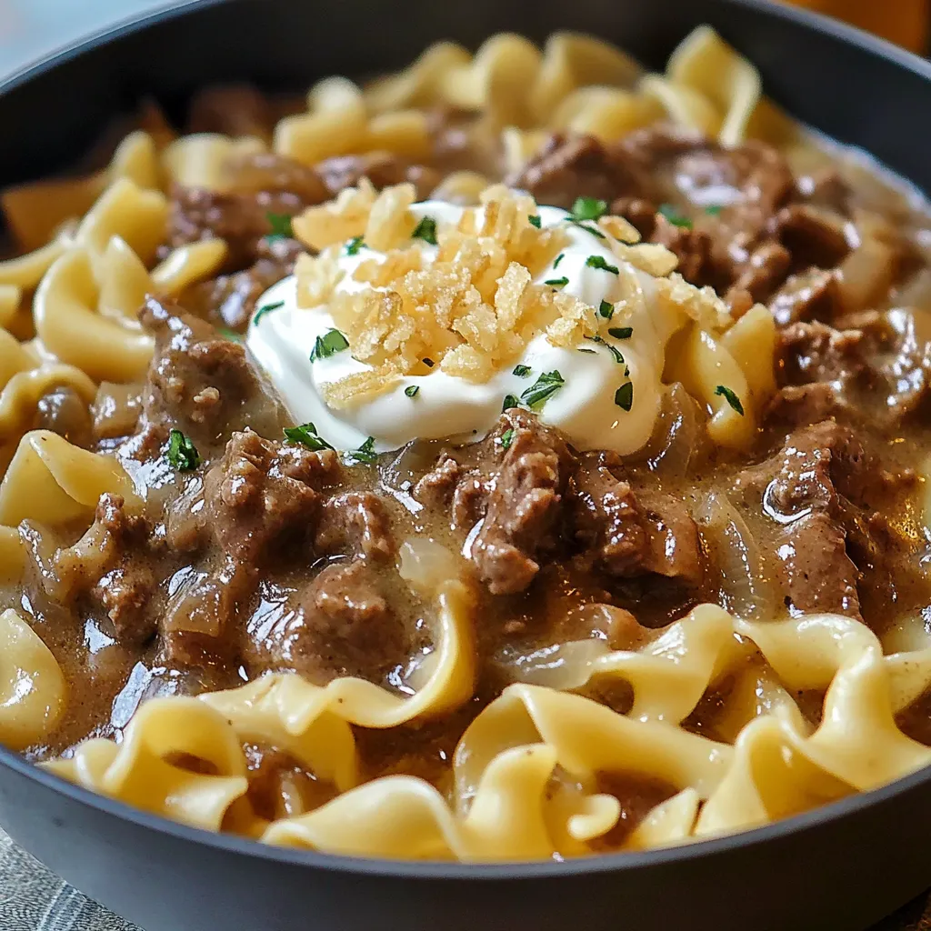 French Onion Beef and Noodles