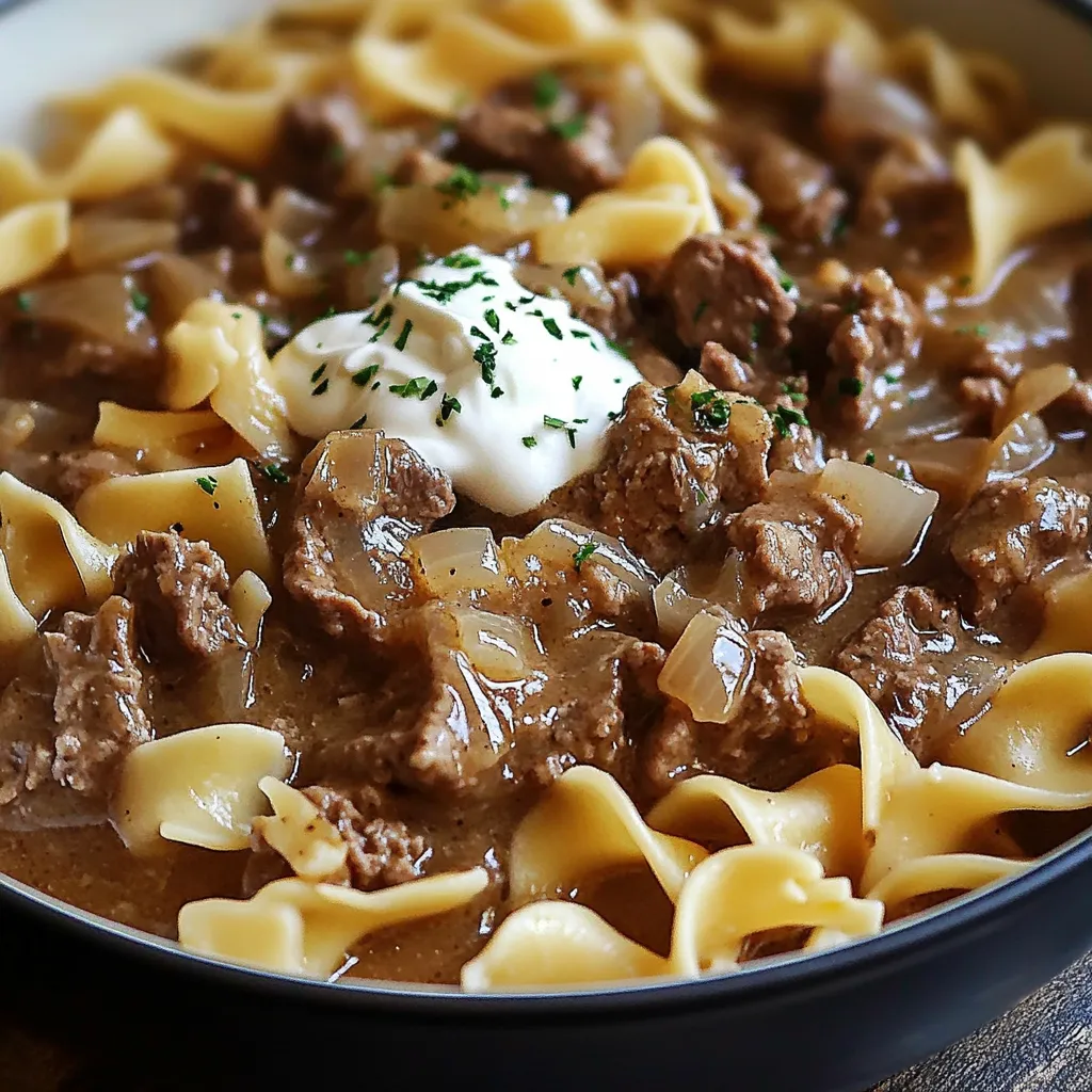 French Onion Beef and Noodles