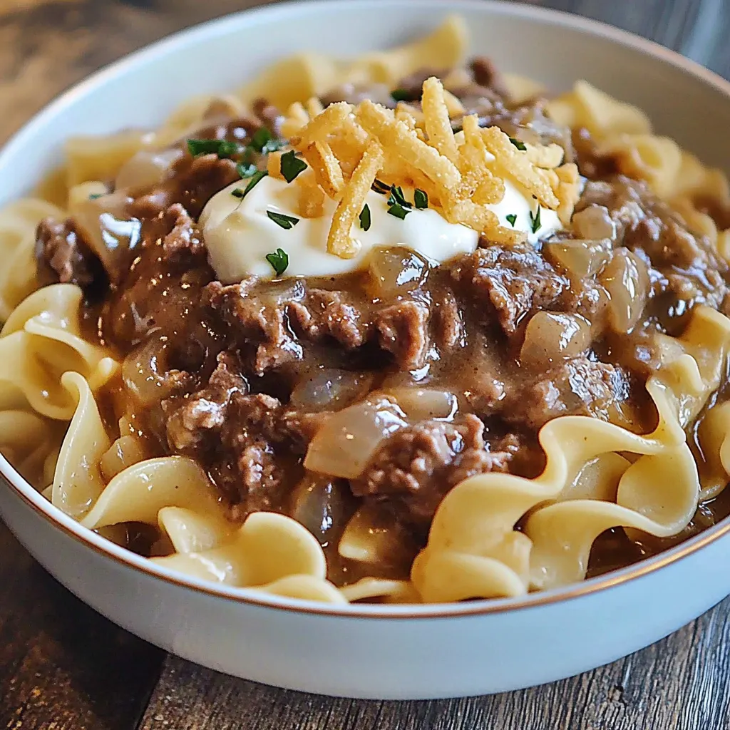 French Onion Beef and Noodles
