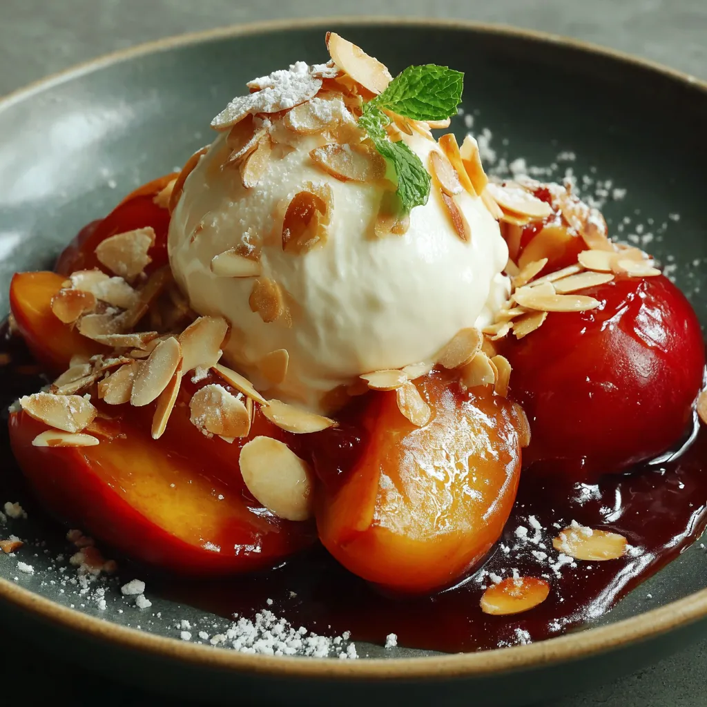 Poached Apricots and Peaches with Toasted Almonds