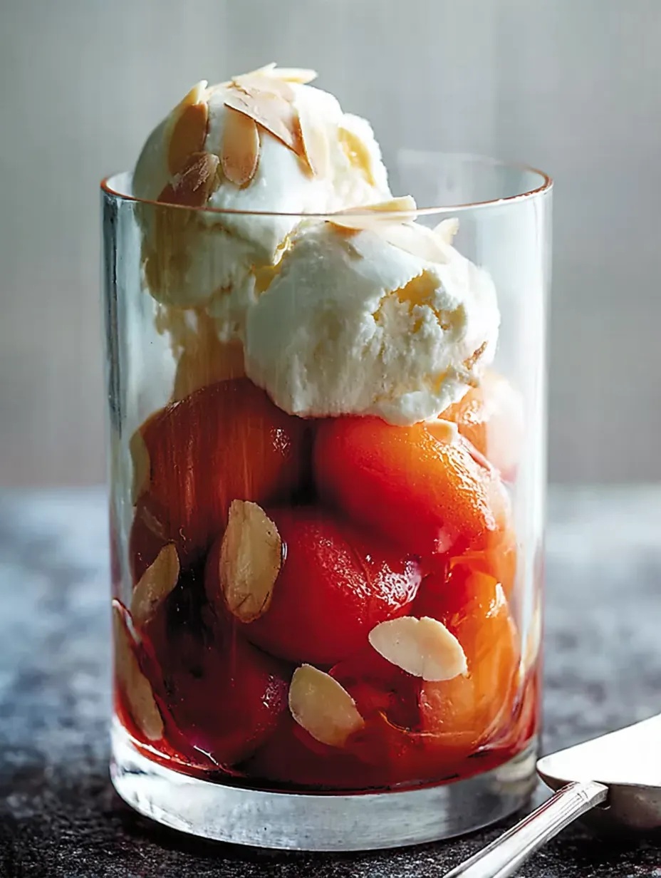 Poached Apricots and Peaches with Toasted Almonds