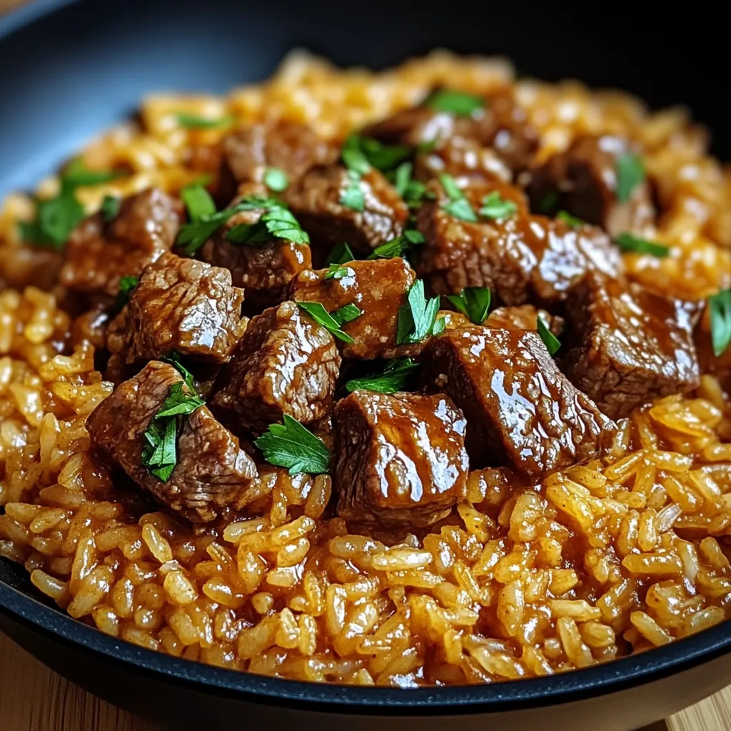 One-Skillet Creamy Honey BBQ Steak Rice