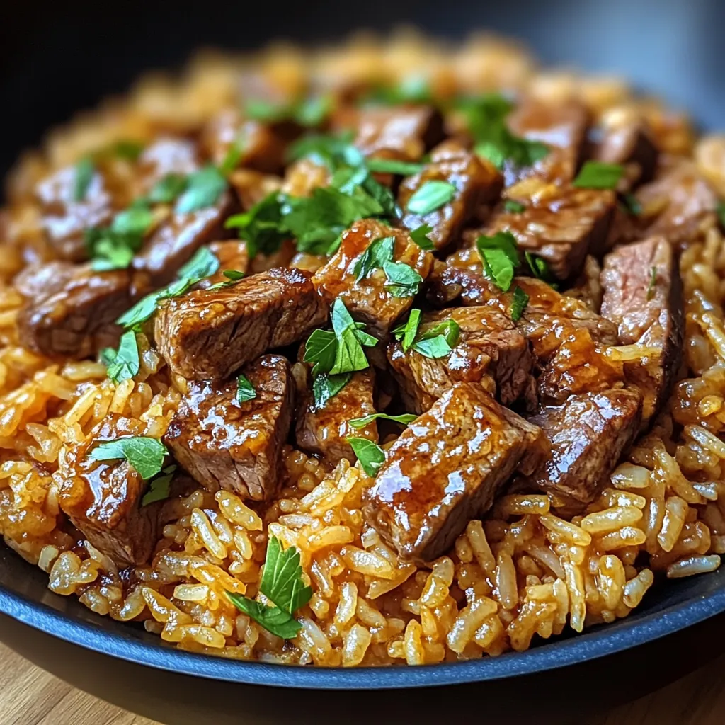 One-Skillet Creamy Honey BBQ Steak Rice