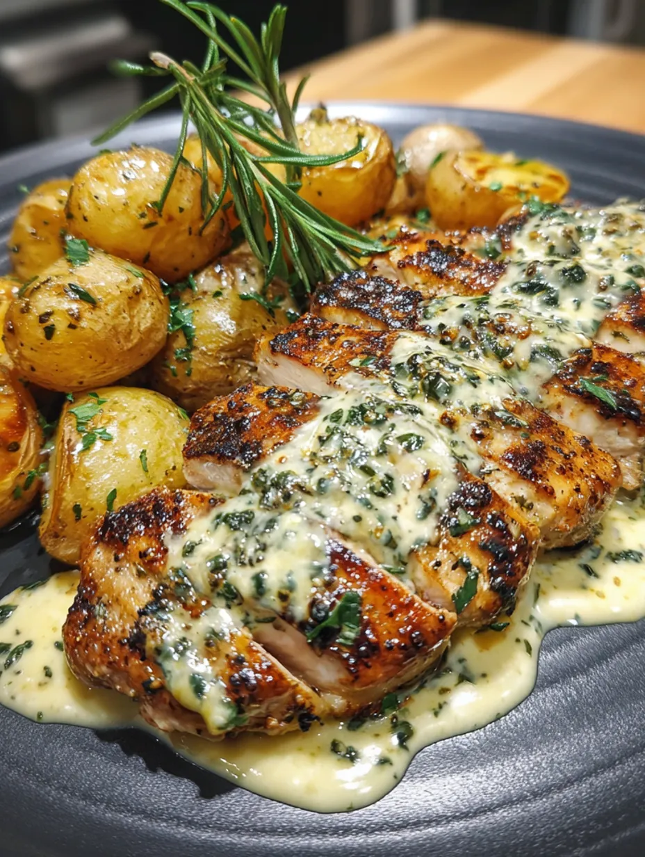 Creamy Garlic Chicken with Roasted Baby Potatoes