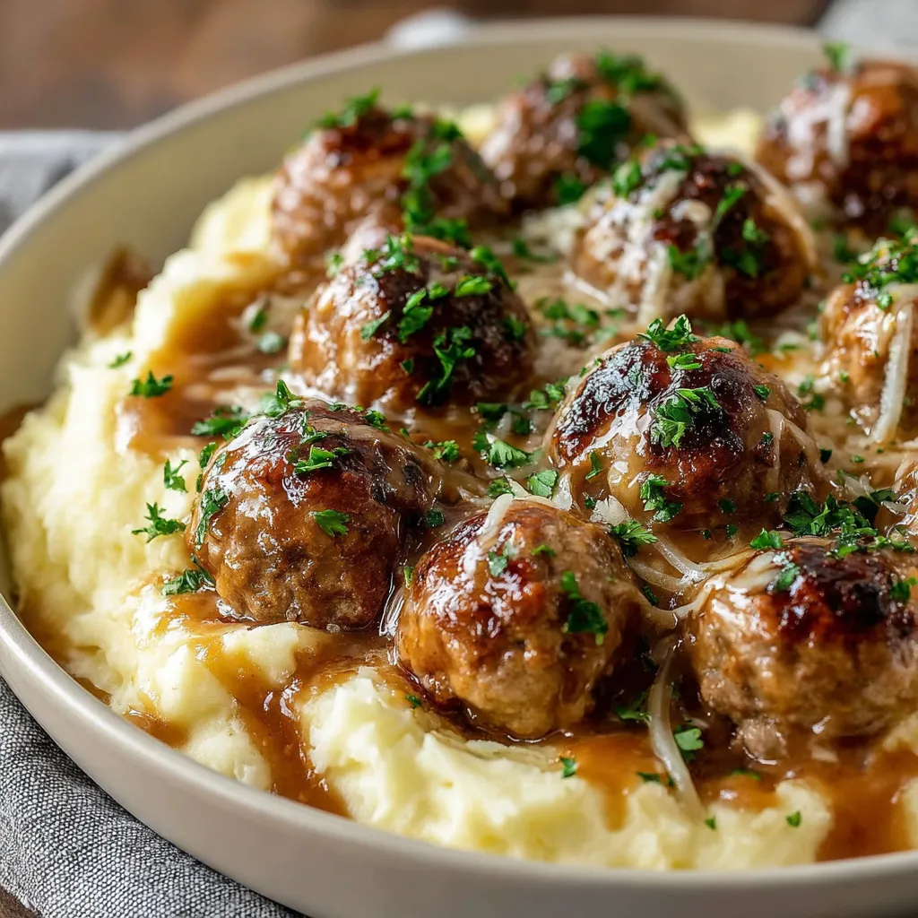 Meatball and Mashed Potato Bake