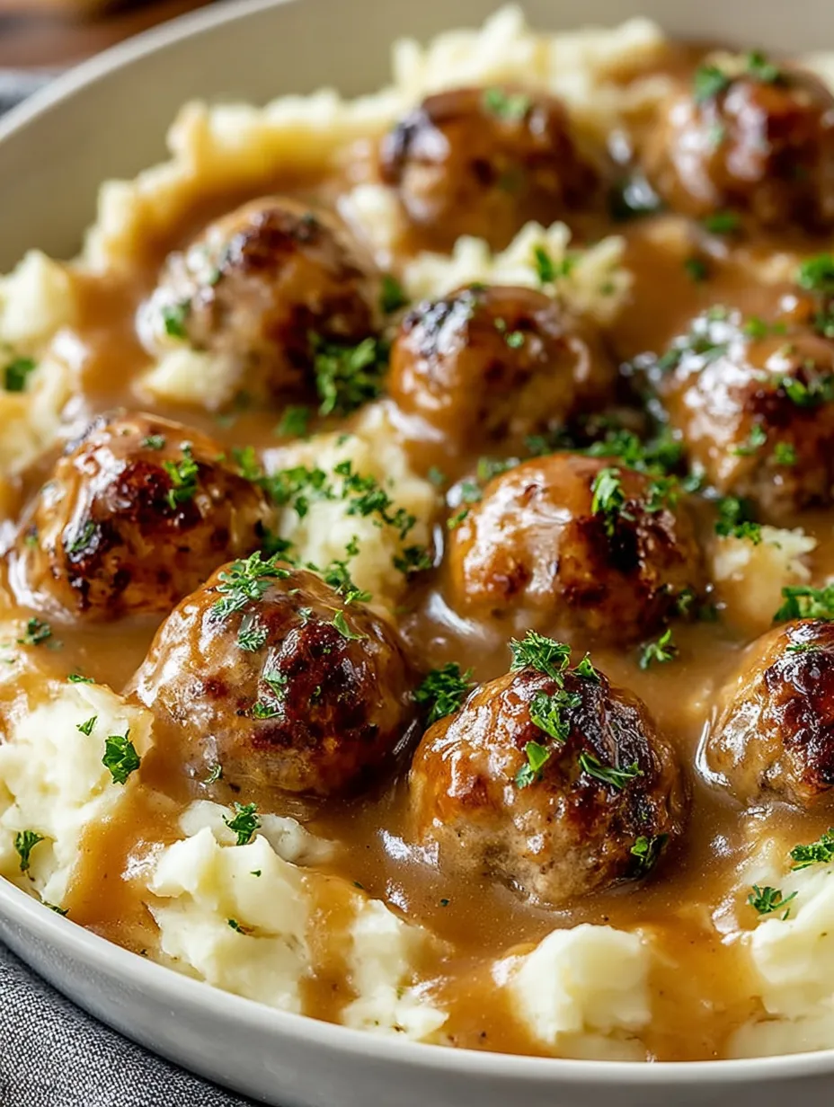 Meatball and Mashed Potato Bake