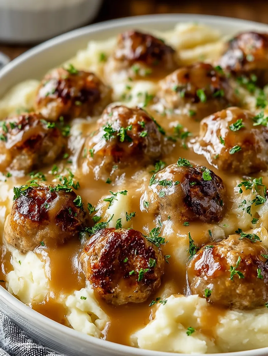 Meatball and Mashed Potato Bake