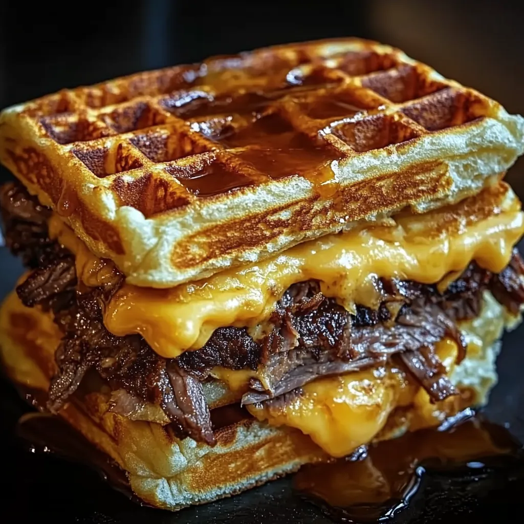Bourbon-Maple Brisket Grilled Cheese Wafflewich