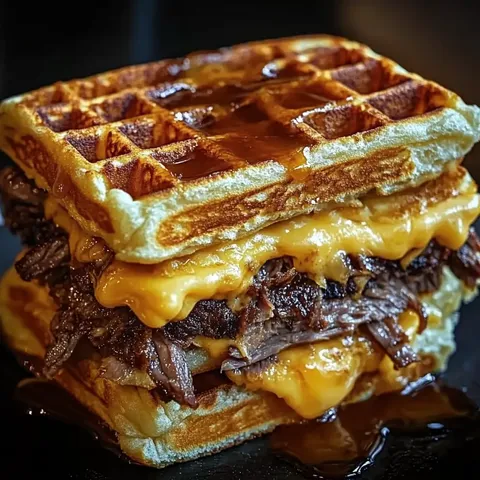 Bourbon-Maple Brisket Grilled Cheese Wafflewich