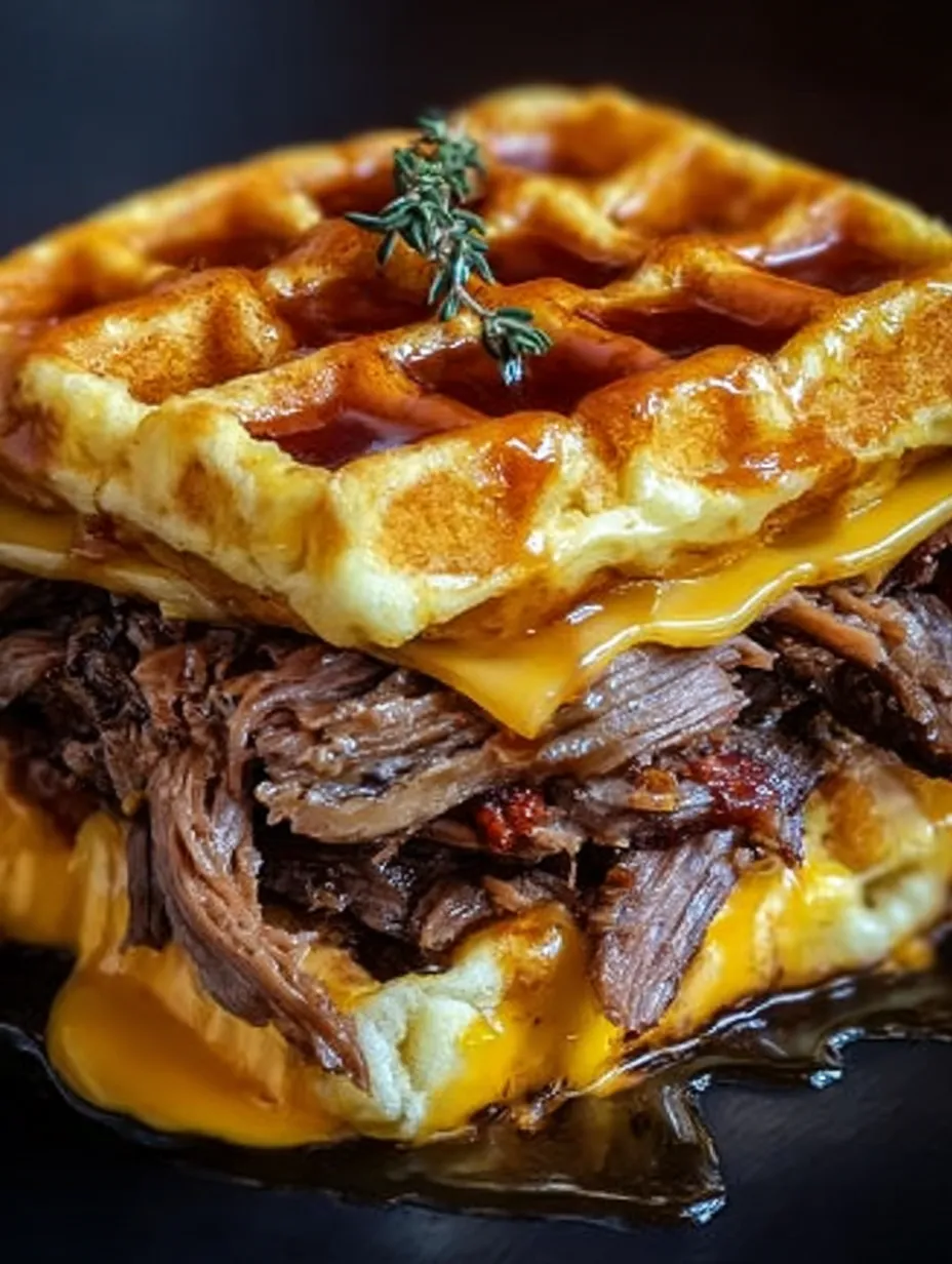 Bourbon-Maple Brisket Grilled Cheese Wafflewich