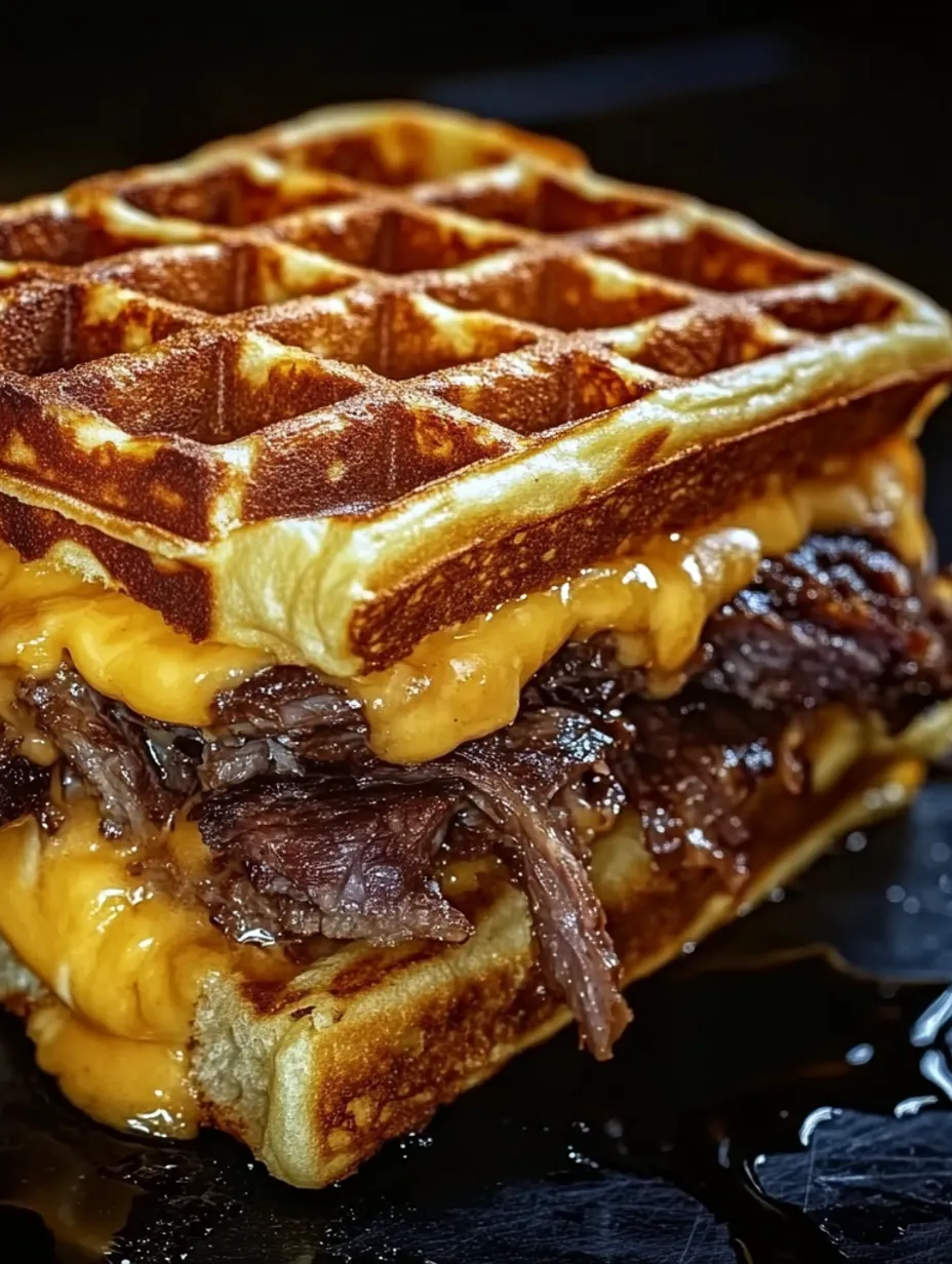 Bourbon-Maple Brisket Grilled Cheese Wafflewich