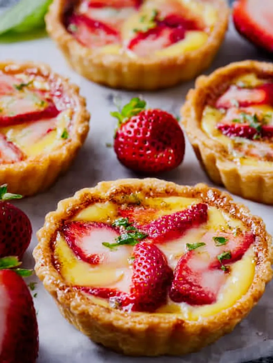 Strawberry Honey Custard Tarts with Lemon Curd