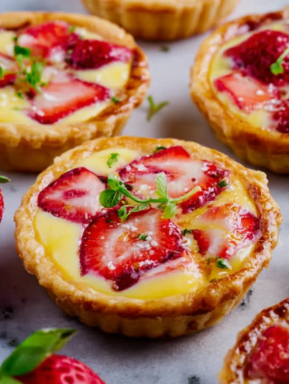 Strawberry Honey Custard Tarts with Lemon Curd
