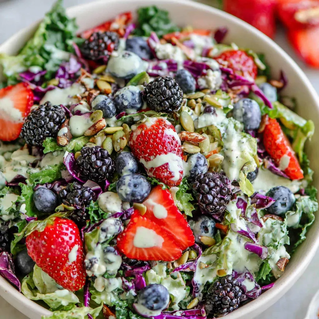 Superfood Berry Salad with Creamy Lemon Herb Dressing