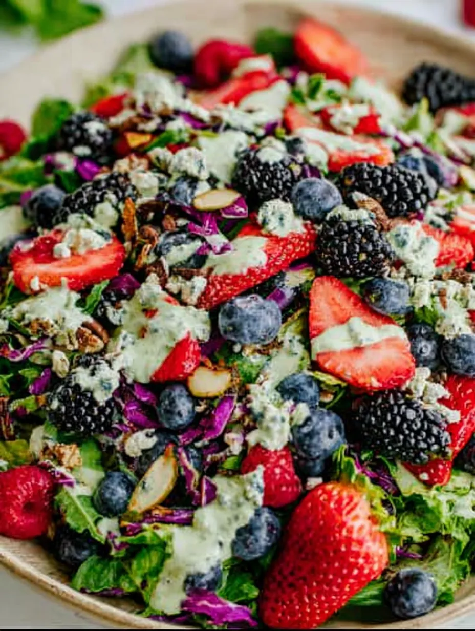 Superfood Berry Salad with Creamy Lemon Herb Dressing